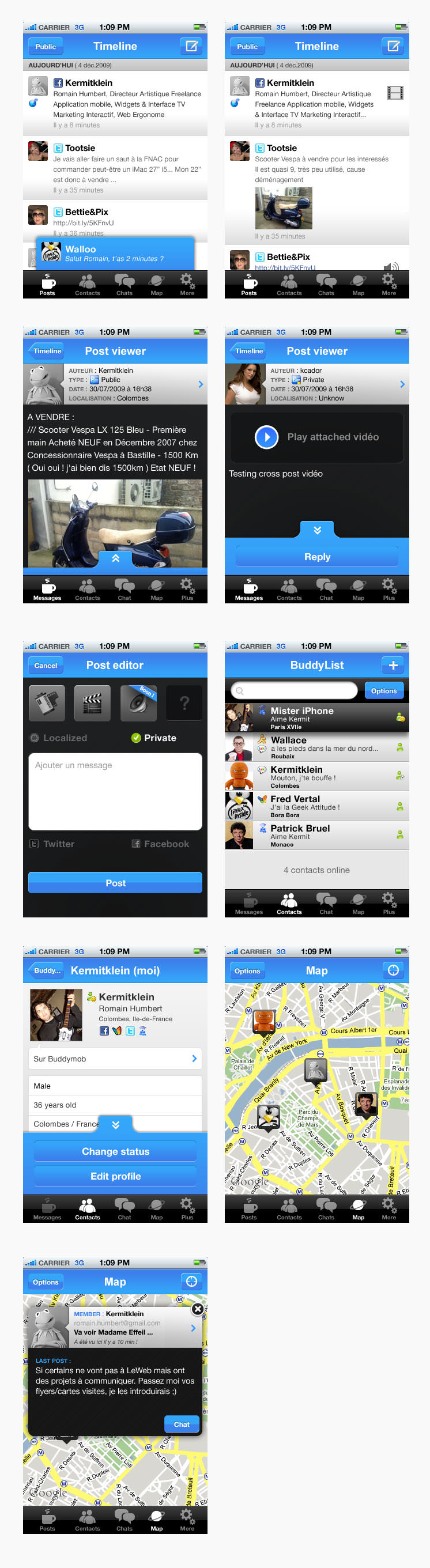 Interface Design Ergonomie Application iPhone BuddyMob