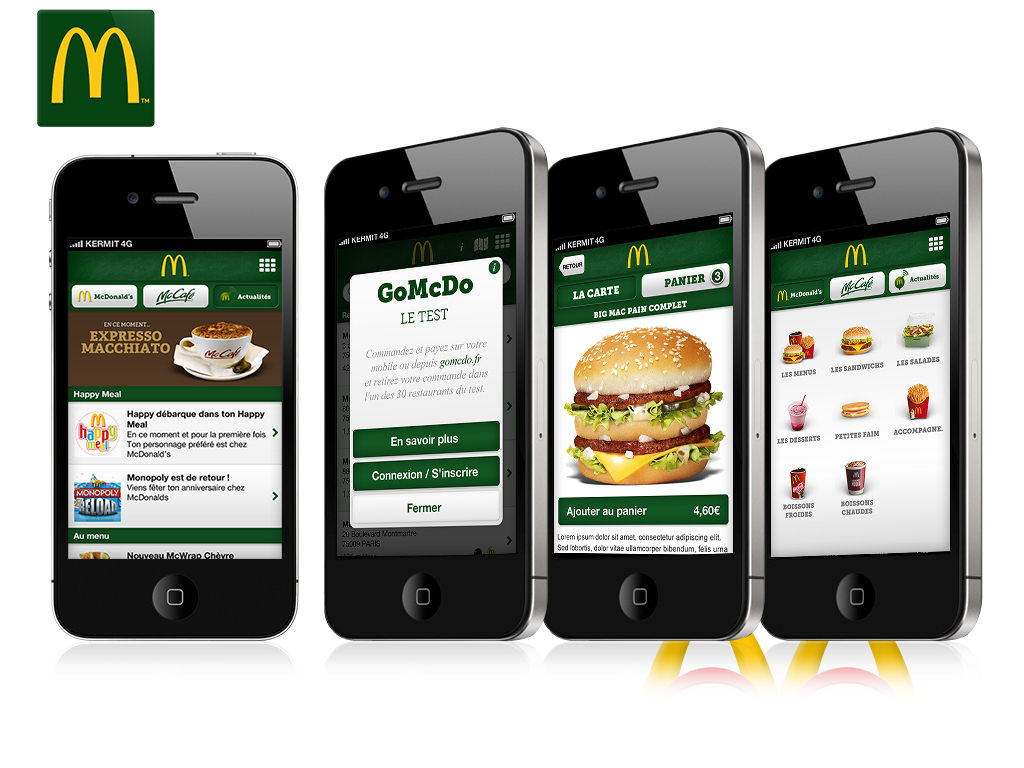 Design de l'application McDonalds France sur iPhone